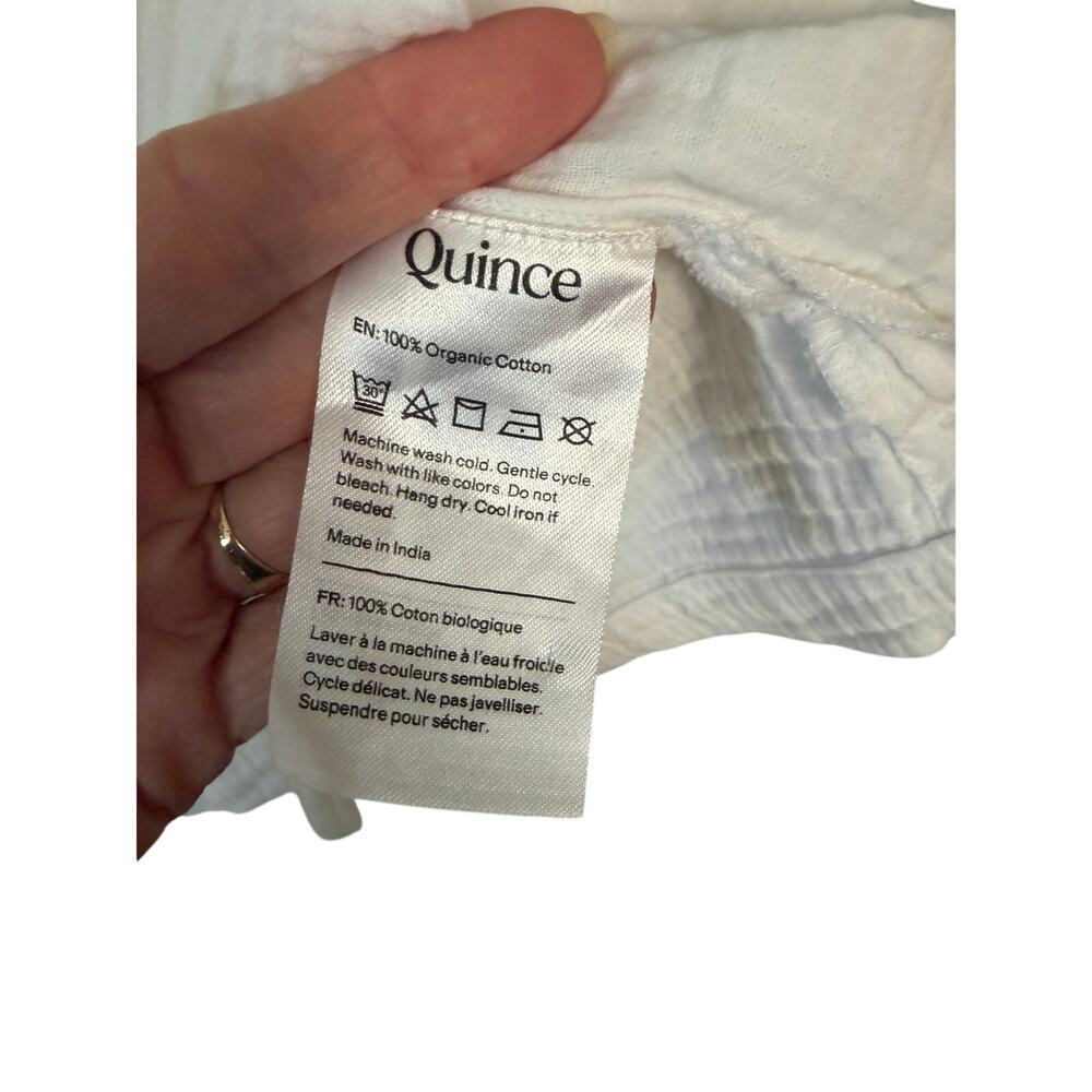 Quince Organic Cotton Gauze Button Down Shirt Cream M Beachy Coastal Resort - Picture 4 of 5